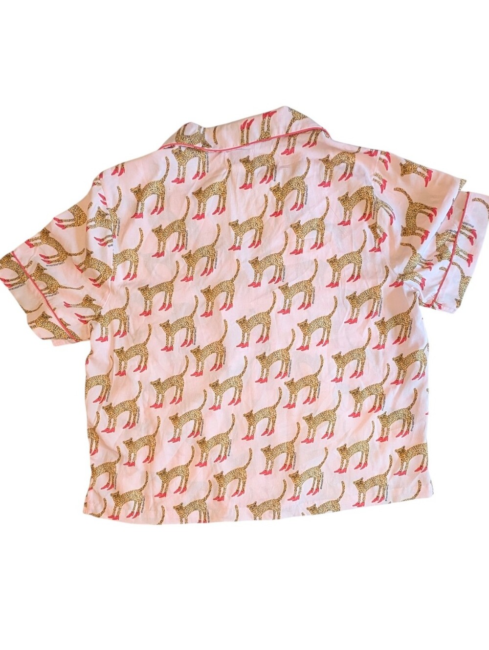 Bouffants & Broken Hearts Quirky Fun High-Heeled Cheetah Print Pajama Set Pink L - Picture 7 of 10